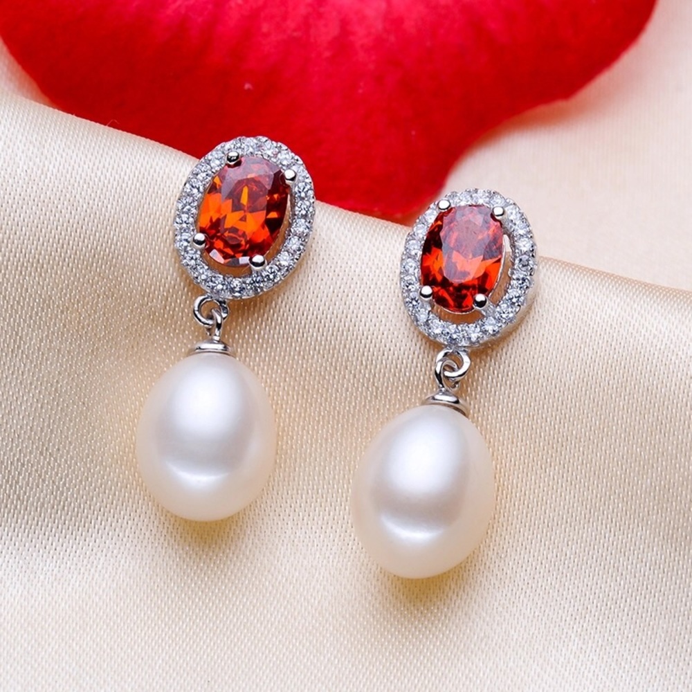 Ruby and pearl earrings
